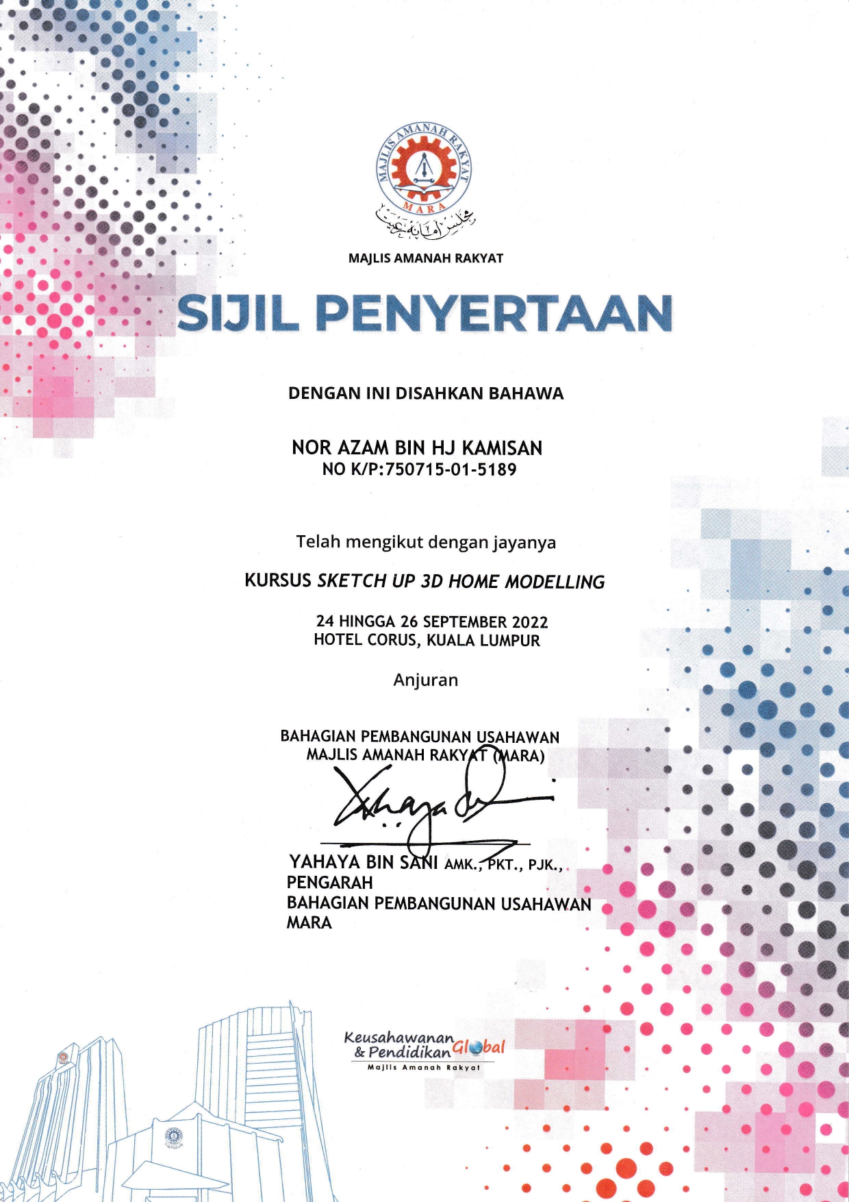 sijil penyertaan kursus sketch up 3d home modelling mara page 0001